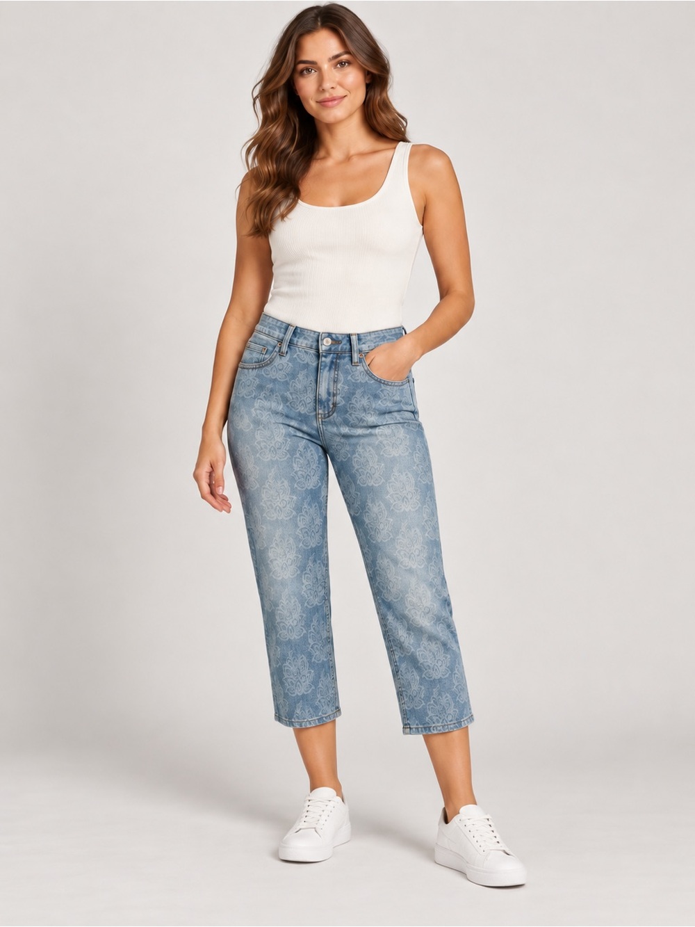 Merona Light Blue Cropped Paisley Jeans